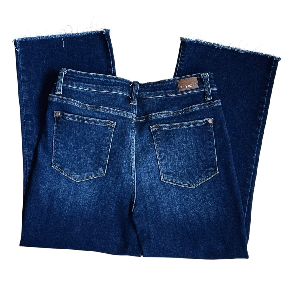 Judy Blue Mid-Rise Wide Leg Cropped Jeans in Blue - Picture 5 of 13